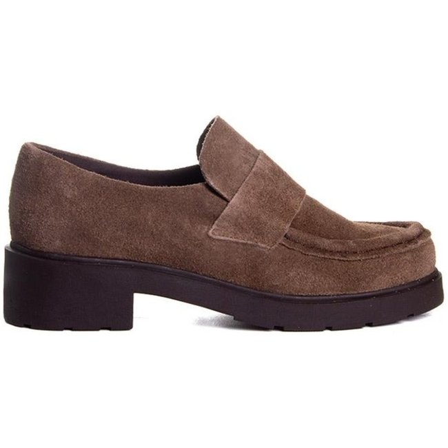 Mocassim Feminino Pixolé Salto Médio Couro Cafe Incolor