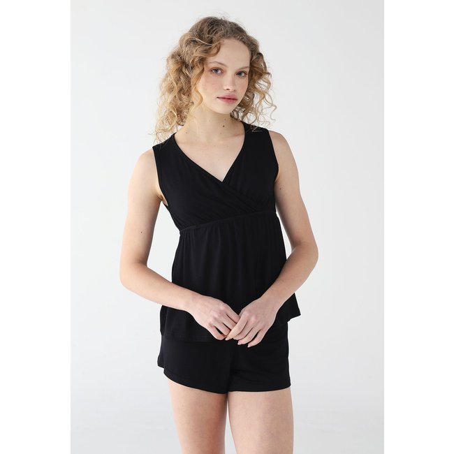 Conjunto Pijama Malwee Curto Regata Gestante Preto