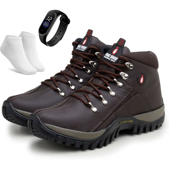 Kit Bota Adventure Bia Ramos para Trilha Confortavel Feminina Marrom + Relógio e Meia