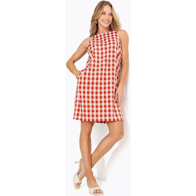 Vestido Em Tecido De Poliéster Vichy Vermelho Quintess