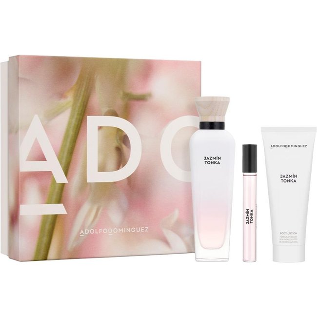 Kit Adolfo Dominguez Jazmín Tonka EDP Perfume Feminino 120ml + Creme Corporal 75ml + Miniatura 10ml