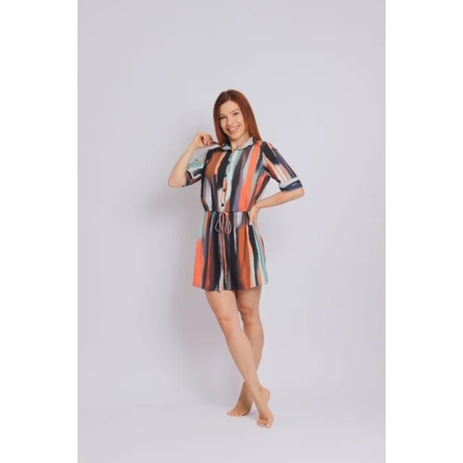 4003 - Saída De Praia Curta Camisão De Malha Fria Aurora - Duna Casual