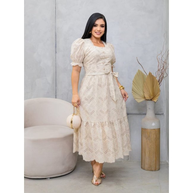 Vestido Festa Midi Soltinho Elegante Moda Evangélica Off