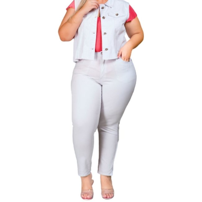 Colete Feminino Sarja Plus Razon Jeans Branco