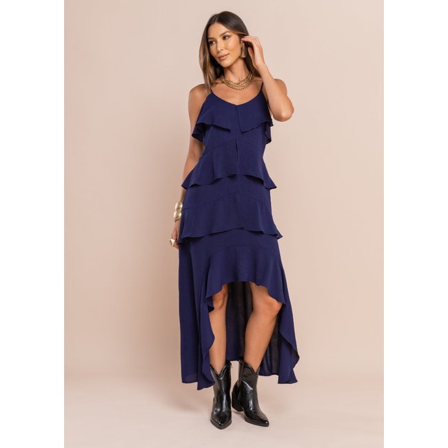 Vestido Tulipa Sawary Fashion Azul Marinho