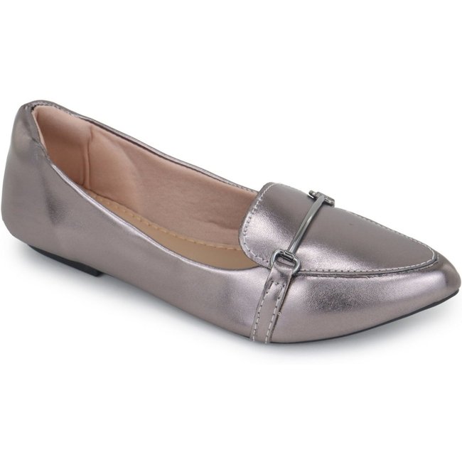 Sapatilha Mocassim Feminina Confortável Elegante Metalizada