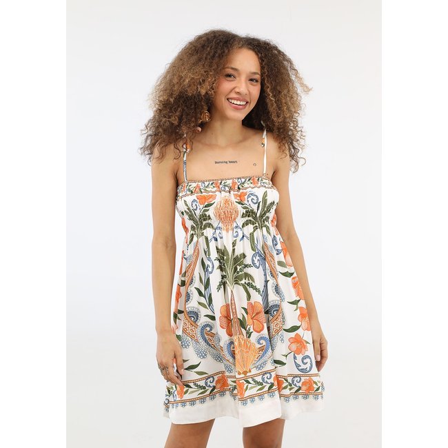 Vestido Feminino FARM Alças Finas Estampa Floral Branco