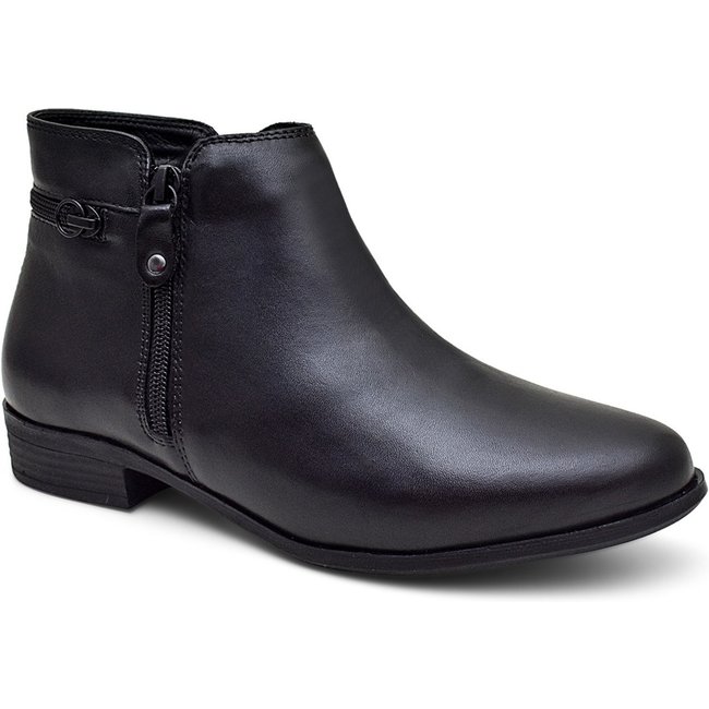 Bota Feminina Ipê Mulato Couro Premium Cano Curto Salto Baixo Cor Preto