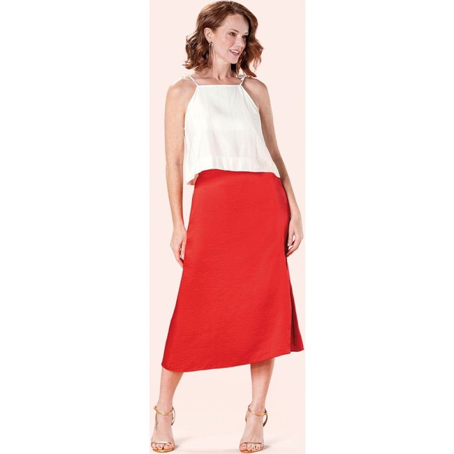 Saia Feminina Midi Lisa Marialícia Vermelho