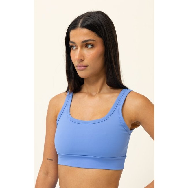 Top Fitness Básico com Decote em U Azul
