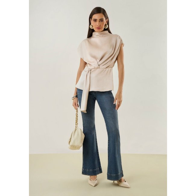 Calça Maria Valentina Flare Média Azul