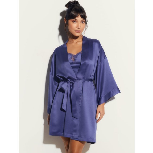 Robe Curto Manga Longa Cetim Bella Luna Medieval Blue