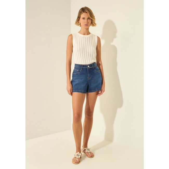 Shorts Jeans Boyfriend De Cintura Média Com Cinto