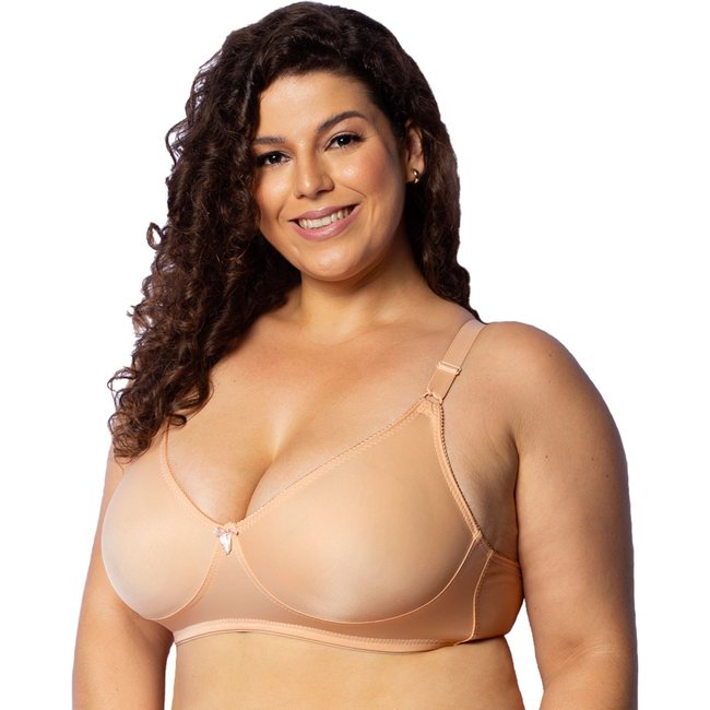 Sutiãs Reforçado Gabi Lingerie Plus Size Sem Bojo Sustentação Compressão Cinta Nude