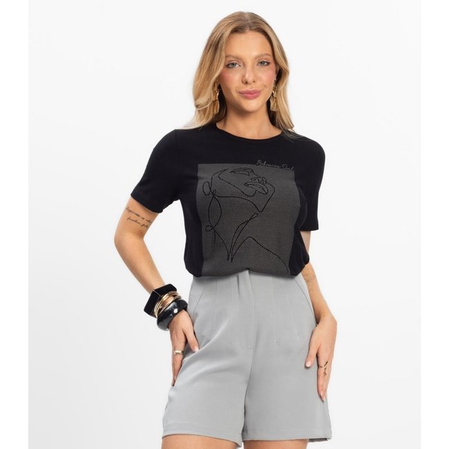 Blusa Feminina Visco Creponada Rovitex Preto