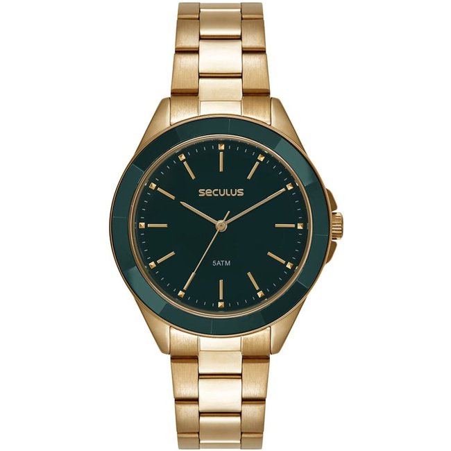 Relógio Feminino Seculus Dourado Aço em Cerâmica Seculus