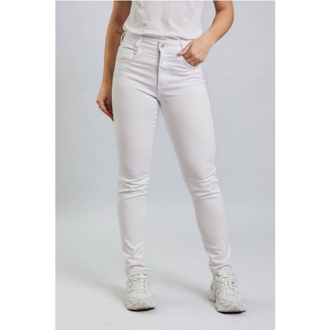 Calça Jeans Skinny Feminina Branca Cintura Média Dialogo