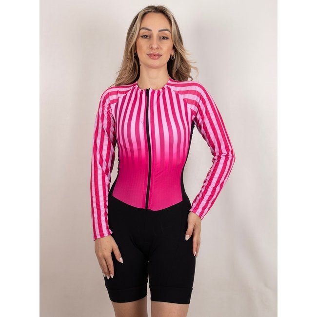 Macaquinho De Ciclismo Feminino Manga Longa Modelo Classic Com Forro Em Gel