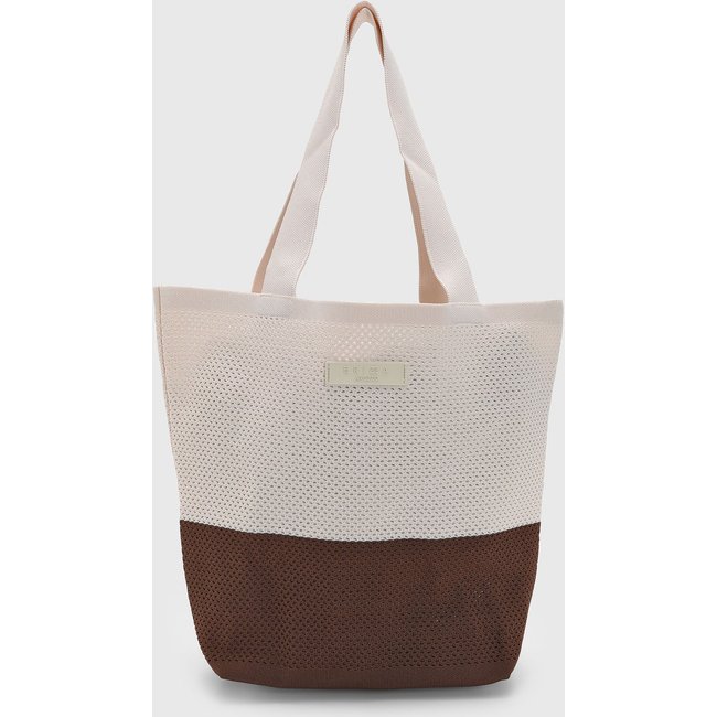 Bolsa Feminina Brizza Arezzo Grande Textura Telada Off-White