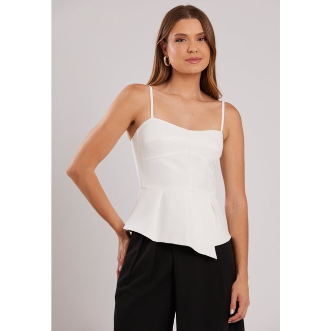 Blusa Peplum Alcinha Miss Joy 8474 Alfaiataria Forrado Off White