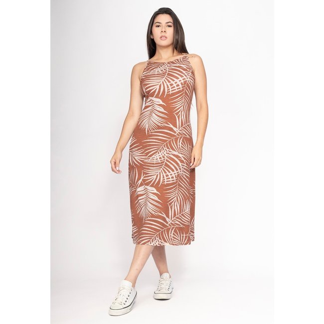 Vestido CabanaFree Aimara Curto Trapézio Malha Palmas da Terra