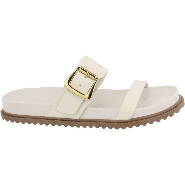 Sandália Papete Amarena Off White Regulagem Fivela Anatômica Conforto
