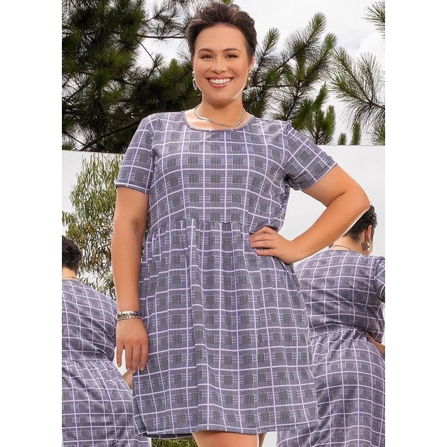 Vestido Em Malha Xadrez Marguerite