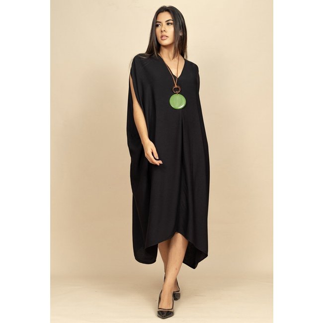 Vestido Kaftan Mutum Detalhes nas Costas Preto