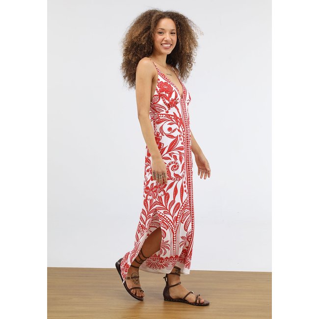 Vestido Feminino FARM Longo Floral Branco