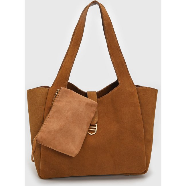 Bolsa Feminina com Necessaire Arezzo Grande Alça Longa Caramelo
