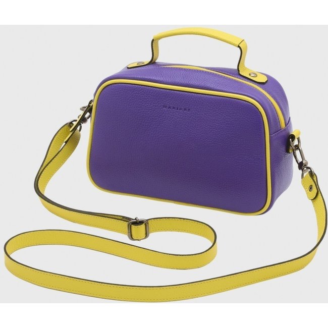 Bolsa Transversal de Couro Mariart Alice Blueberry/Citrus