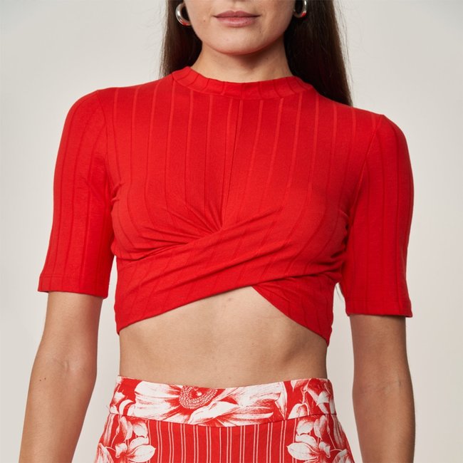 Blusa Colcci Canelado Ve25 Vermelho Ife Feminino