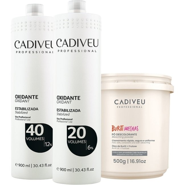 Kit Cadiveu Professional Oxidante 40v 20v e Buriti Mechas (3 produtos)