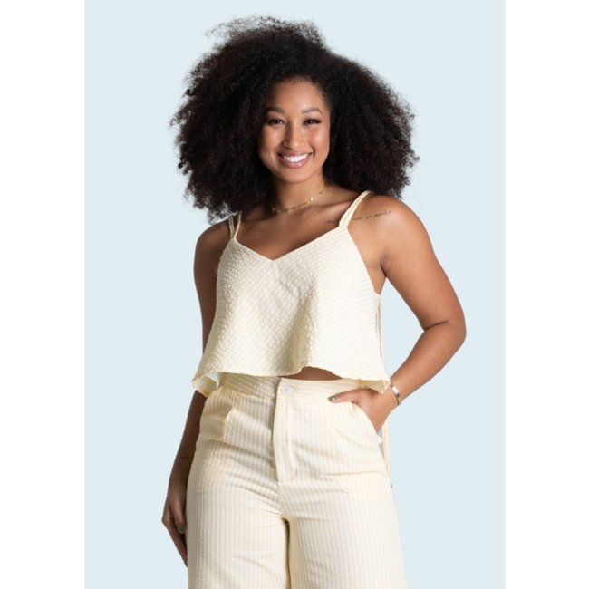 Cropped Listrado Sawary Fashion Brisa AMARELO