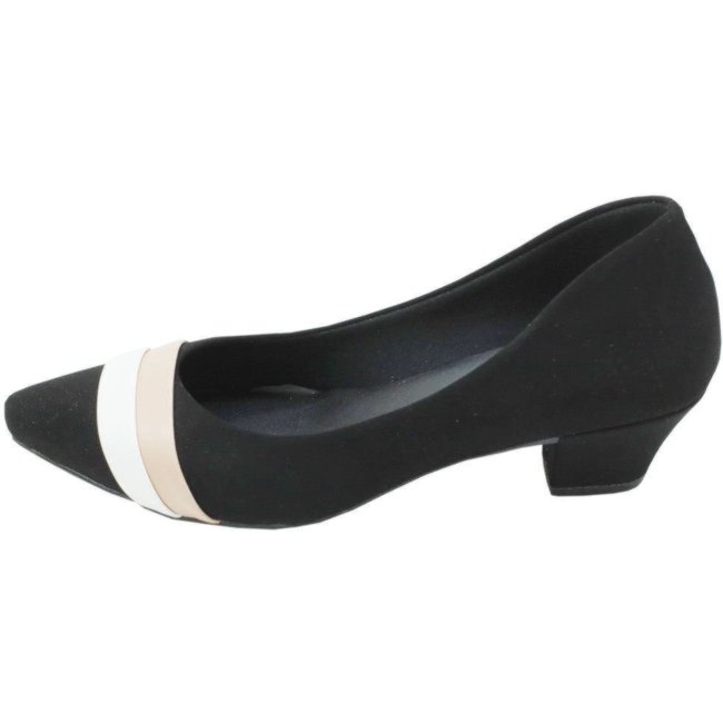 Scarpin Feminino Bico Fino Donna Santa Salto Baixo Preto