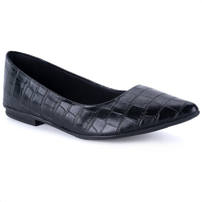 Sapatilha Feminina Animal Print Elegante Bico Fino Confortável Luxo Preto