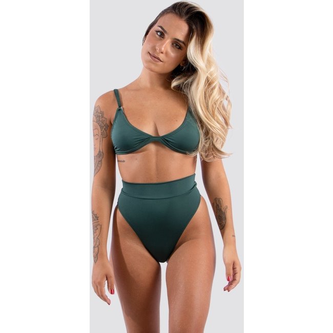 Biquini Linha Noite Hot Pant Cintura Alta Alcinha Verde Militar