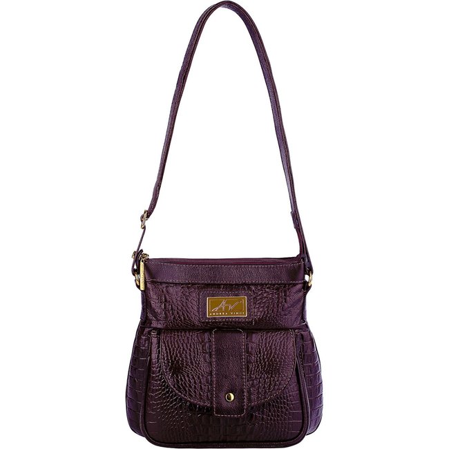 Bolsa tiracolo de couro croco Elis - Marsala