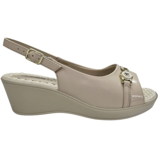 Sandália Slingback Piccadilly Cecilia Salto Anabela Feminino - Nude - piccadilly