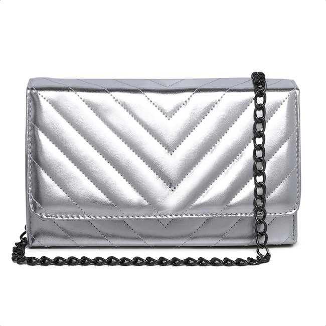 Bolsa Pequena De Mão Feminina Clutch Madrinha Festa Prata Carmelo Shoes Brilho Prateada Carteira