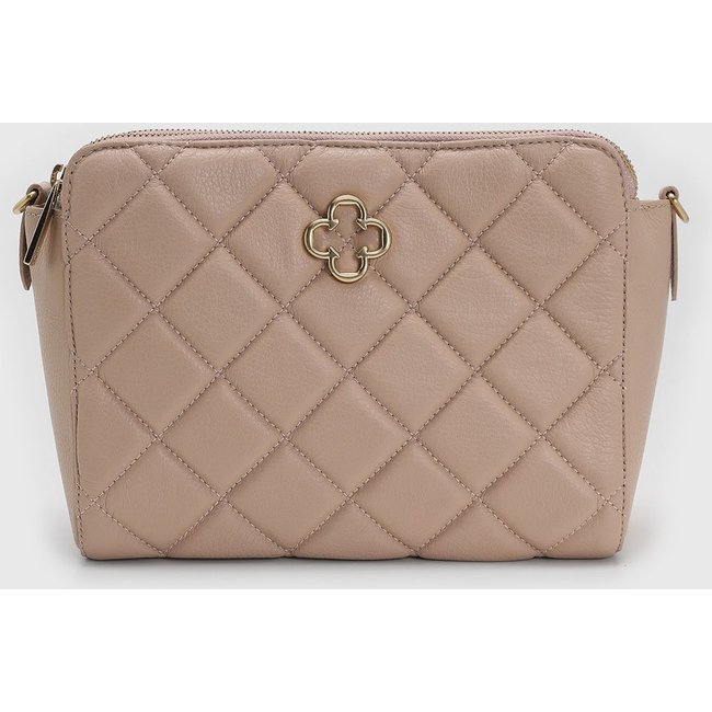 Bolsa Média Capodarte Matelassê Logo Dourado Nude