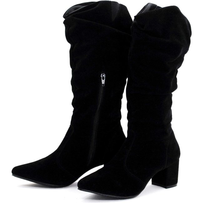 Botas Femininas Sloutchy Lirom Cano Alto Longo Inverno Camurça Preta