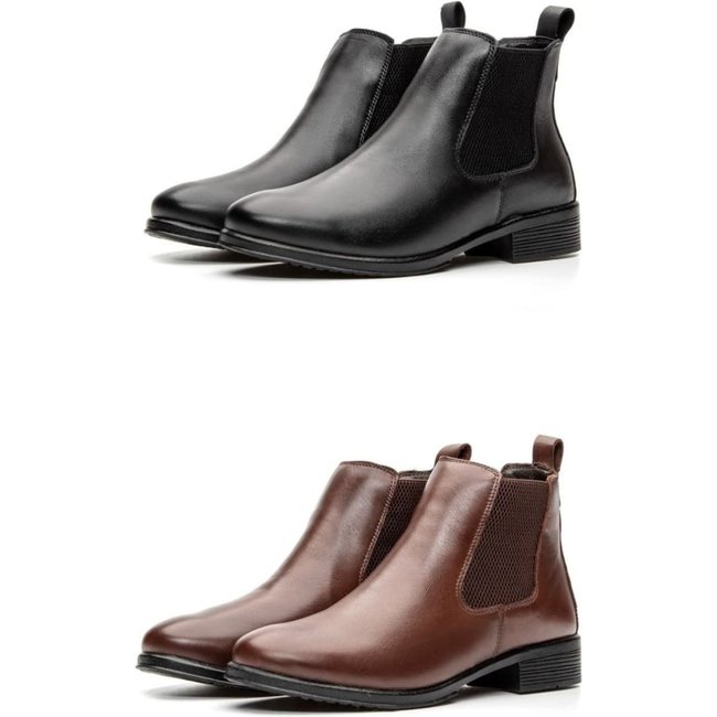 KIT 02 Botas de Couro Feminina Chelsea Cano Curto Peccato DFT KIT Farm Preto/Marrom