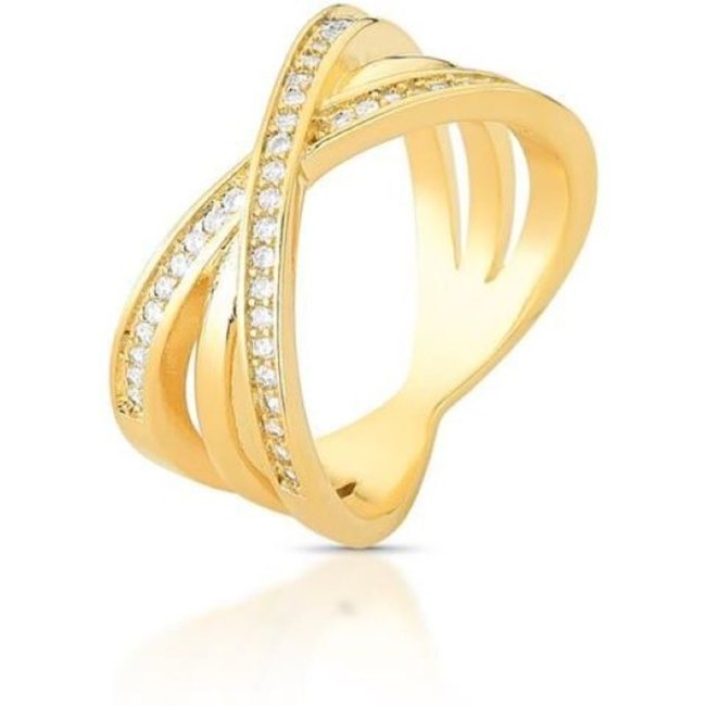 Infantil - Anel Aros X Cravejado Zircônias Semijoia Banhada a Ouro 18K Ania Store