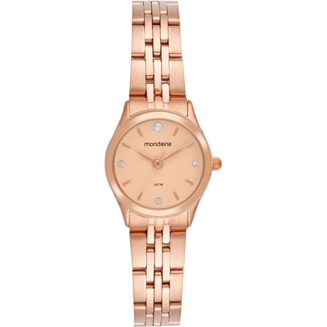 Relógio Feminino Mondaine Dourado Caixa Pequena Rose Aço Mondaine