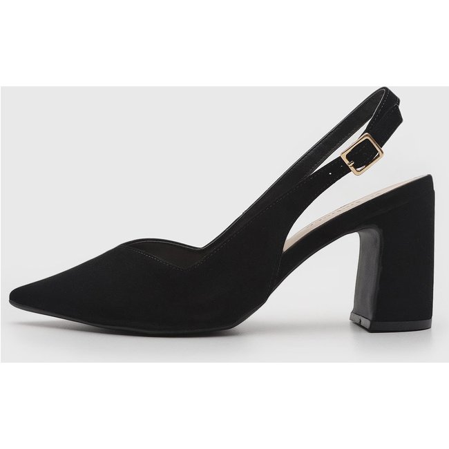 Scarpin Feminino cê Slingback Salto Médio Preto