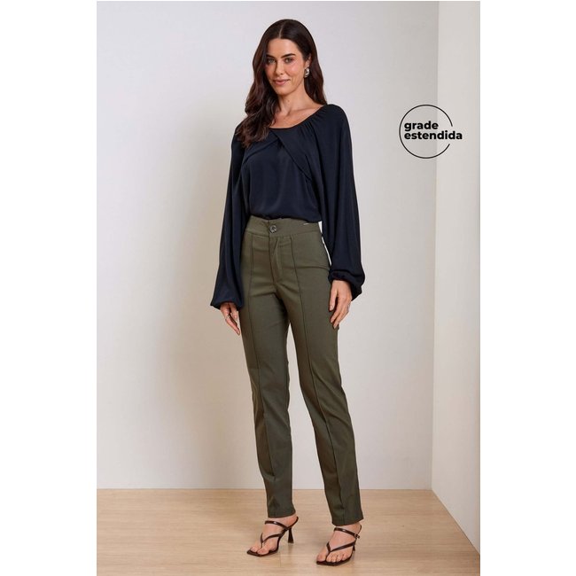Calça Feminina Nervuras Marialícia Verde