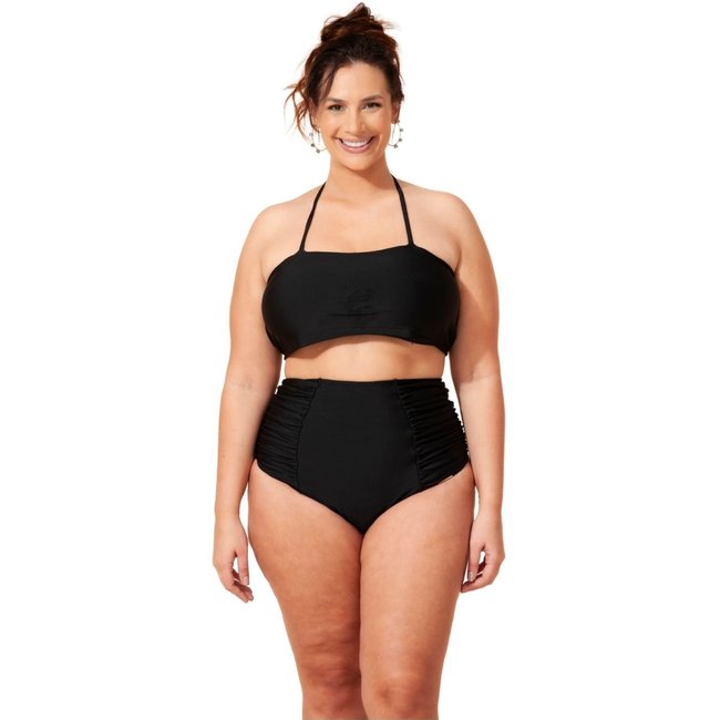 Calcinha Hot Pant Plus Size Drapeada Virilhas Maiores Preta - Preto