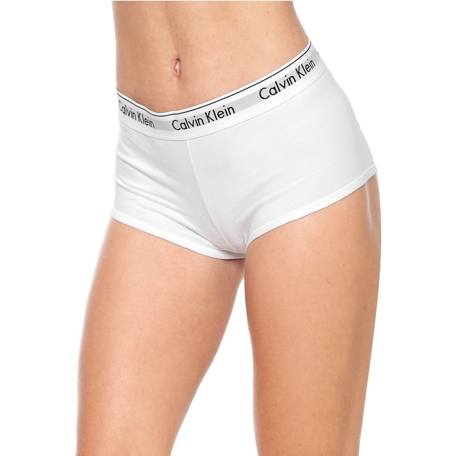 Calcinha Calvin Klein Underwear Boxer Logo Branca