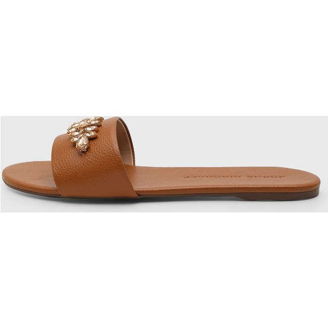 Rasteira Feminina Jorge Bischoff Slide Pedrarias Caramelo